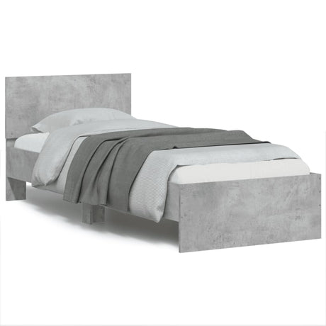 Vidaxl bedframe met hoofdeinde bewerkt hout betongrijs 90x190 cm