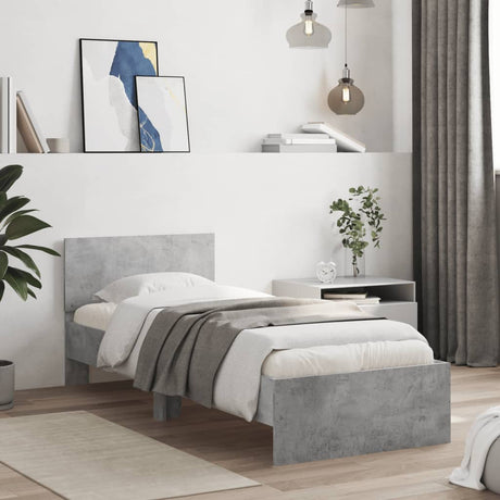 Vidaxl bedframe met hoofdeinde bewerkt hout betongrijs 90x190 cm
