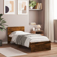 Vidaxl bedframe met hoofdeinde bewerkt hout gerookt eiken 90x190 cm