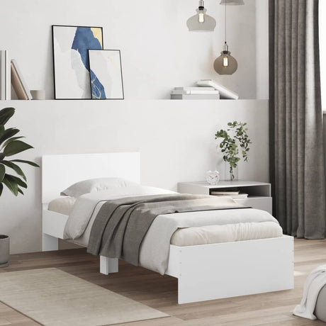 Vidaxl bedframe met hoofdbord bewerkt hout wit 75x190 cm