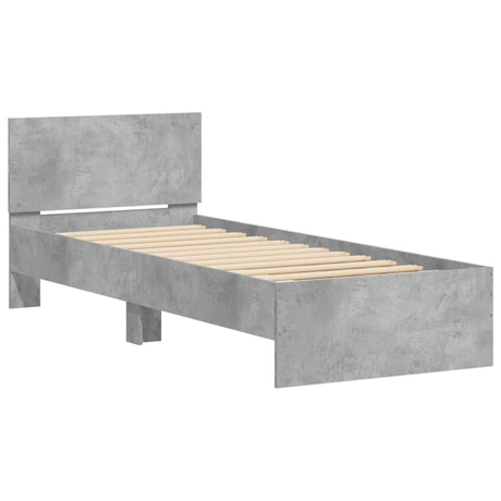 Vidaxl bedframe met hoofdbord bewerkt hout betongrijs 75x190 cm