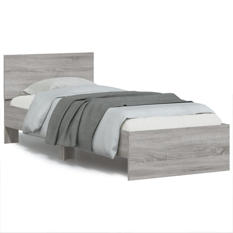 Vidaxl bedframe met hoofdbord bewerkt hout grijs sonoma 75x190 cm