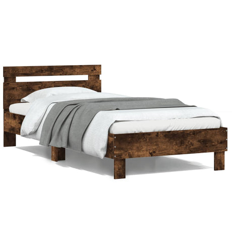 Vidaxl bedframe met hoofdbord en led gerookt eikenkleur 100x200 cm