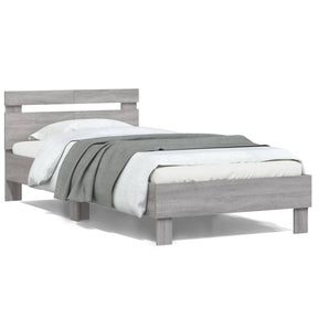 Vidaxl bedframe met hoofdbord en led grijs sonoma eiken 100x200 cm