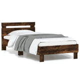 Vidaxl bedframe met hoofdbord en led gerookt eikenkleurig 90x190 cm