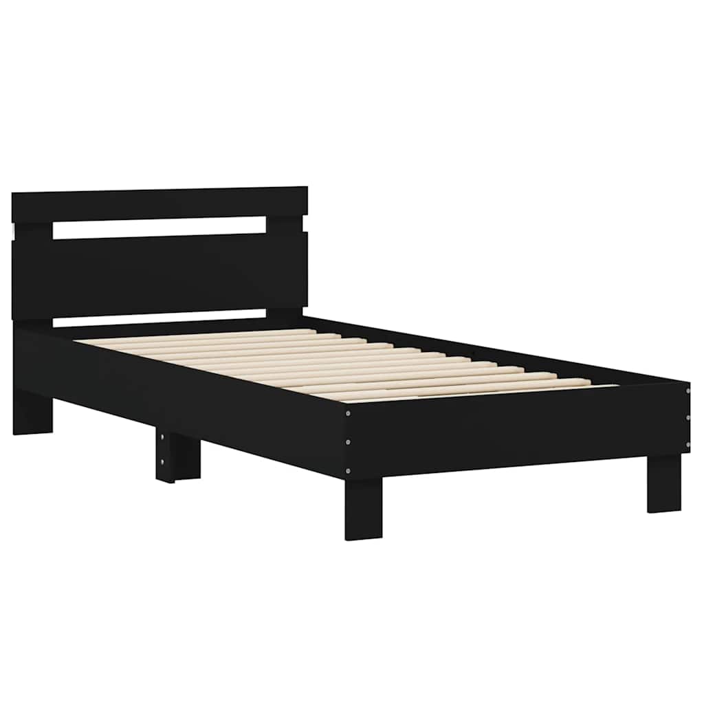 Vidaxl bedframe met hoofdbord en led-verlichting zwart 75x190 cm