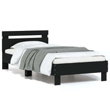 Vidaxl bedframe met hoofdbord en led-verlichting zwart 75x190 cm