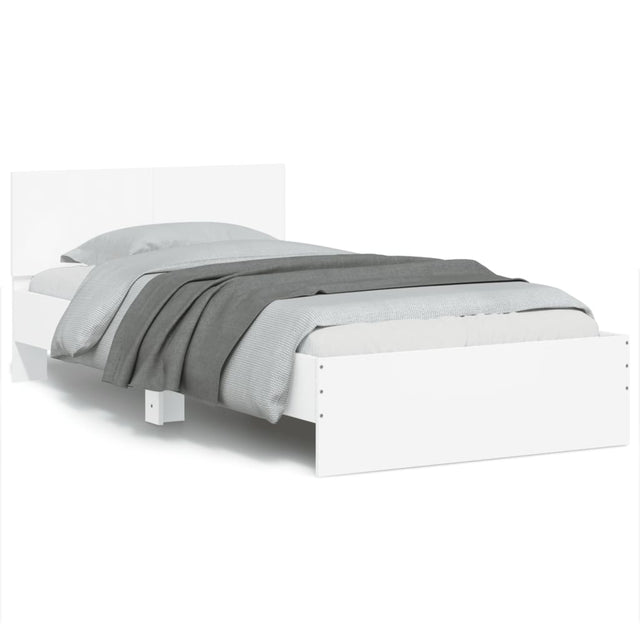 Vidaxl bedframe met hoofdbord en led-verlichting wit 100x200 cm