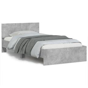 Vidaxl bedframe met hoofdbord en led-verlichting betongrijs 100x200 cm