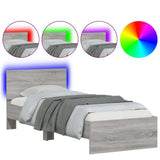 Vidaxl bedframe met hoofdbord en led grijs sonoma eikenkleur 90x190 cm