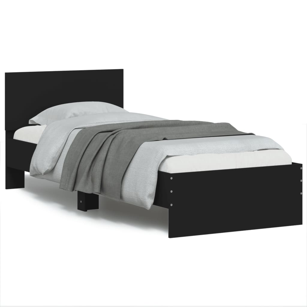 Vidaxl bedframe met hoofdbord en led-verlichting zwart 75x190 cm
