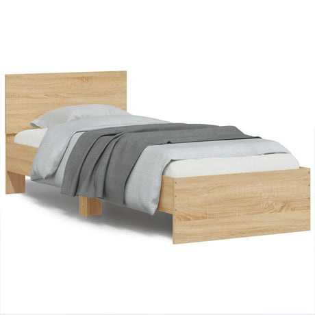 Vidaxl bedframe met hoofdbord en led sonoma eikenkleurig 75x190 cm
