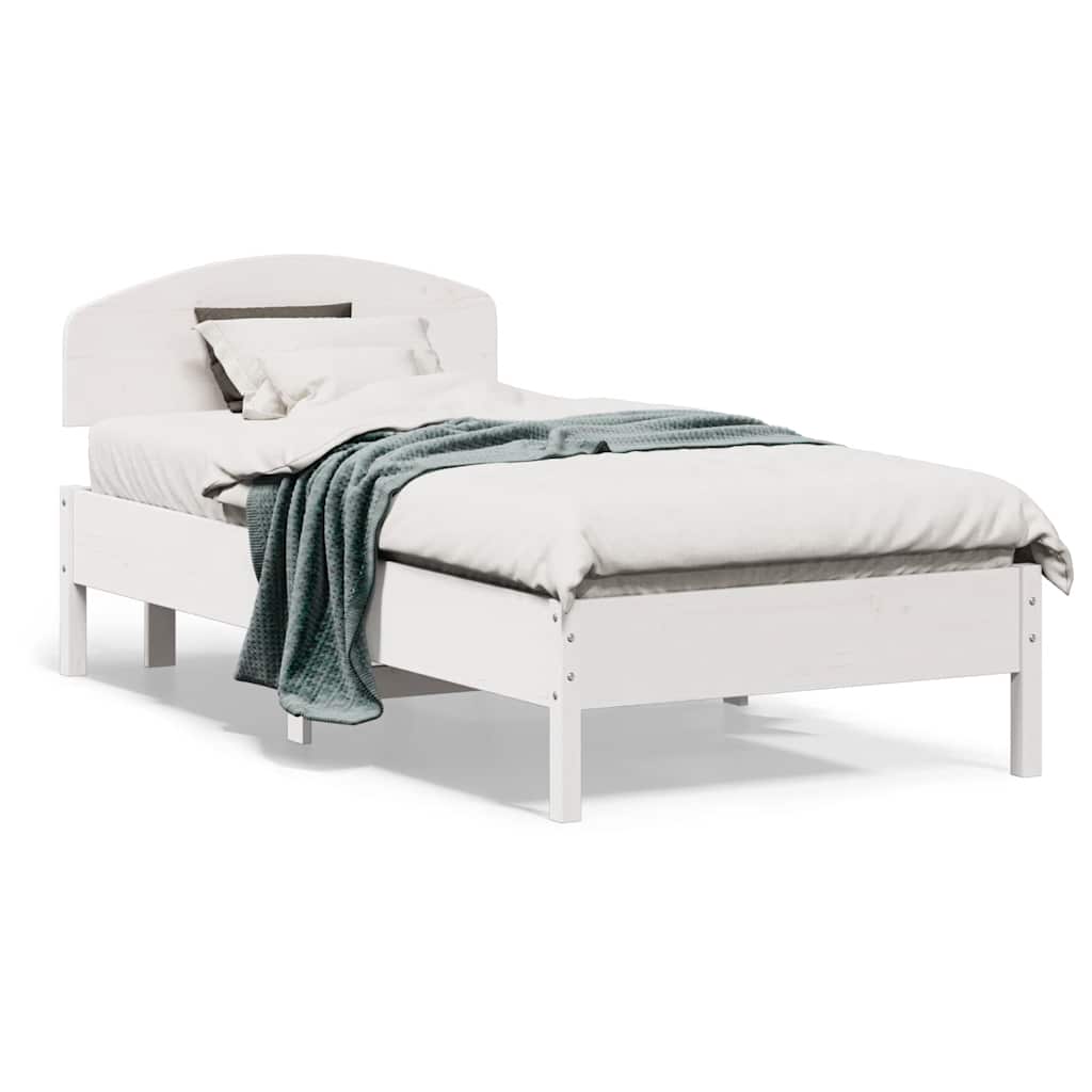 Vidaxl bedframe zonder matras massief grenenhout wit 75x190 cm