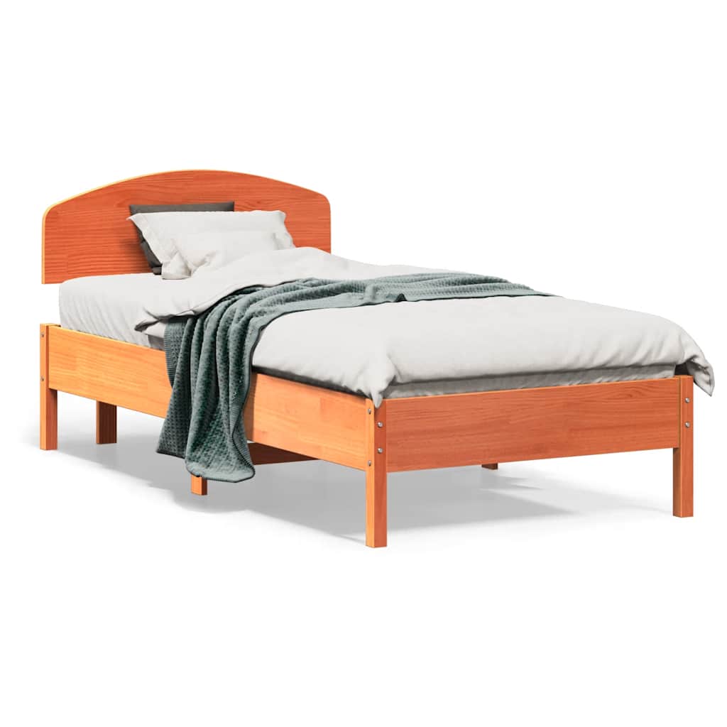 Vidaxl bedframe zonder matras massief grenenhout wasbruin 75x190 cm