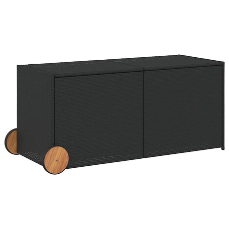 Vidaxl tuinbox met wielen 283 l poly rattan zwart