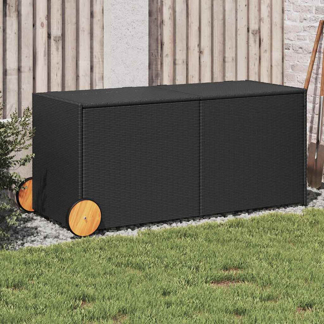 Vidaxl tuinbox met wielen 283 l poly rattan zwart
