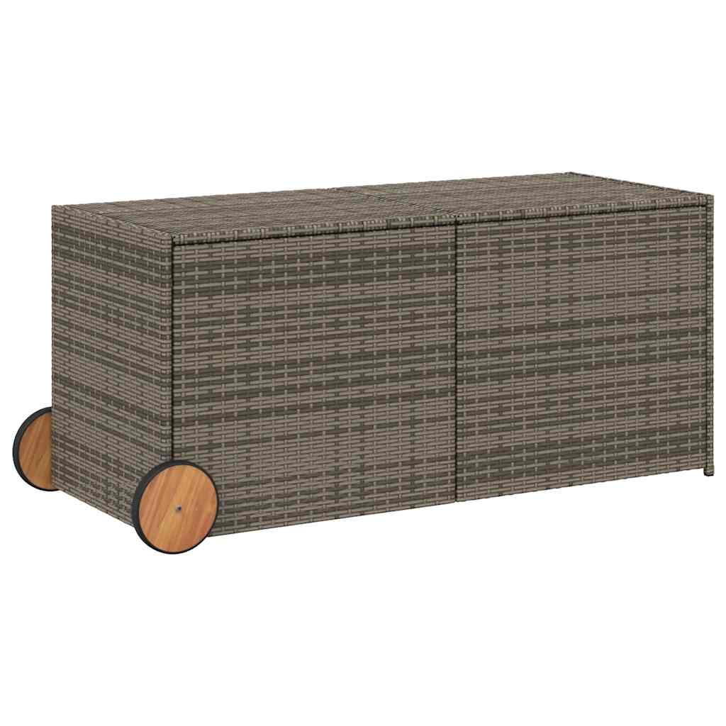 Vidaxl tuinbox met wielen 283 l poly rattan grijs