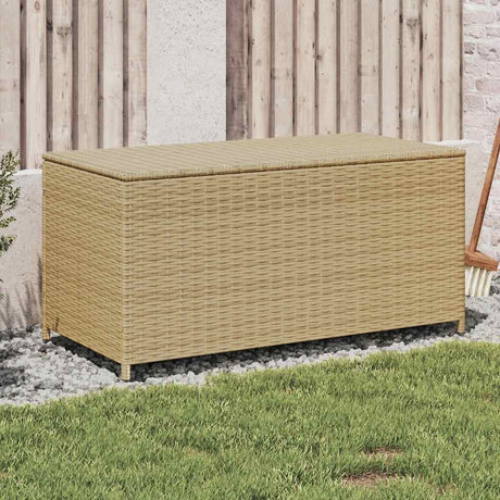 Vidaxl tuinbox met wielen 190 l poly rattan gemengd beige