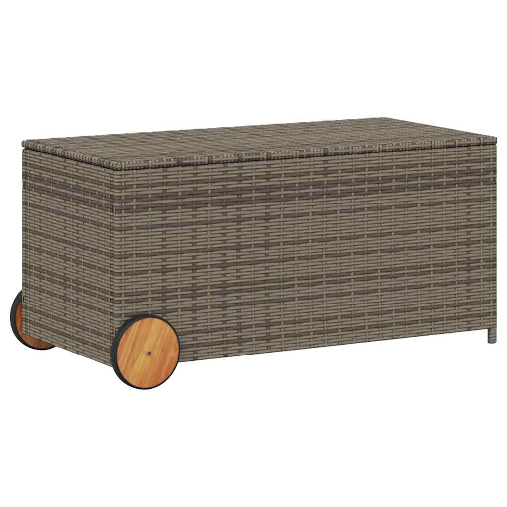 Vidaxl tuinbox met wielen 190 l poly rattan grijs