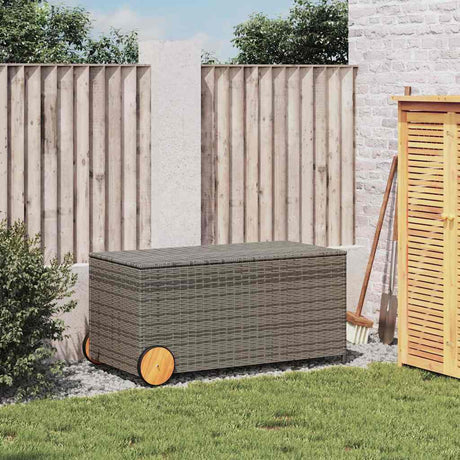 Vidaxl tuinbox met wielen 190 l poly rattan grijs