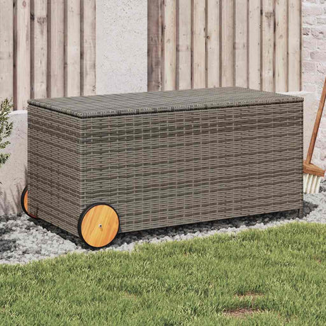 Vidaxl tuinbox met wielen 190 l poly rattan grijs