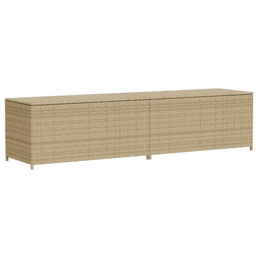 Vidaxl tuinbox met wielen 469 l poly rattan gemengd beige