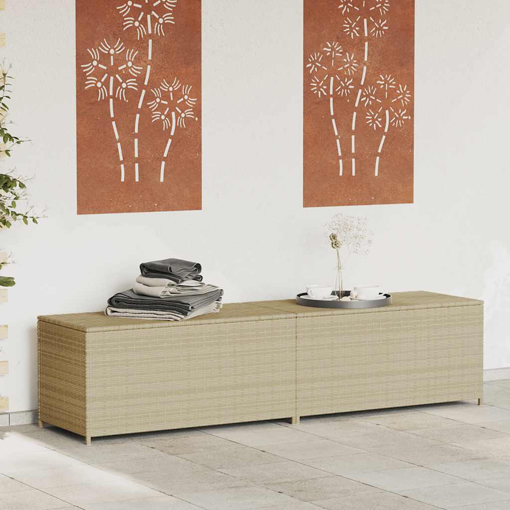 Vidaxl tuinbox met wielen 469 l poly rattan gemengd beige