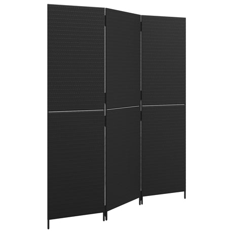 Vidaxl kamerscherm 3 panelen poly rattan zwart