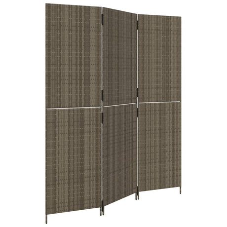 Vidaxl kamerscherm 3 panelen poly rattan grijs