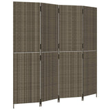 Vidaxl kamerscherm 4 panelen poly rattan grijs