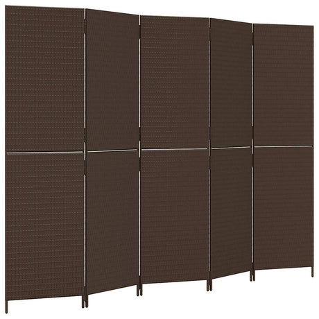 Vidaxl kamerscherm 5 panelen poly rattan bruin