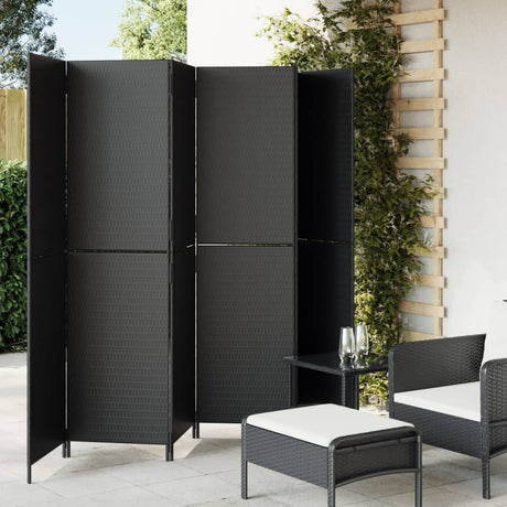 Vidaxl kamerscherm 6 panelen poly rattan zwart