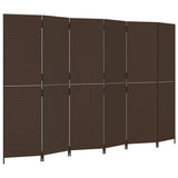 Vidaxl kamerscherm 6 panelen poly rattan bruin