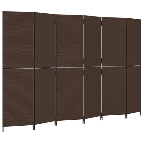 Vidaxl kamerscherm 6 panelen poly rattan bruin