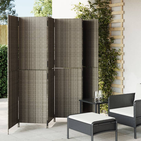 Vidaxl kamerscherm 6 panelen poly rattan grijs