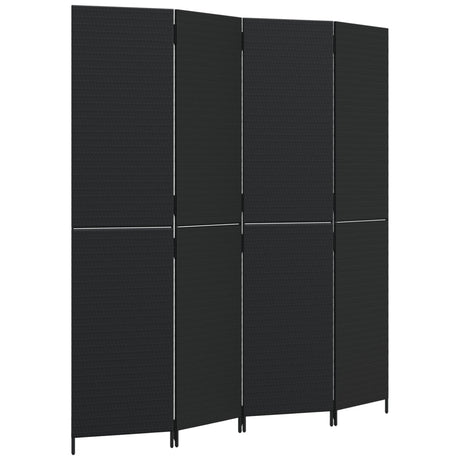 Vidaxl kamerscherm 4 panelen poly rattan zwart