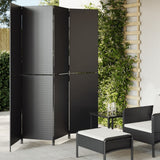 Vidaxl kamerscherm 4 panelen poly rattan zwart