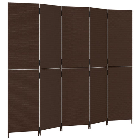 Vidaxl kamerscherm 5 panelen poly rattan bruin