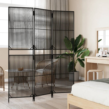 Vidaxl kamerscherm 3 panelen poly rattan zwart