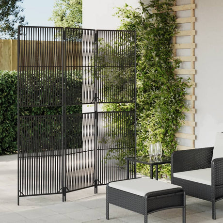 Vidaxl kamerscherm 3 panelen poly rattan zwart