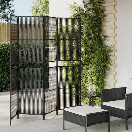 Vidaxl kamerscherm 4 panelen poly rattan zwart