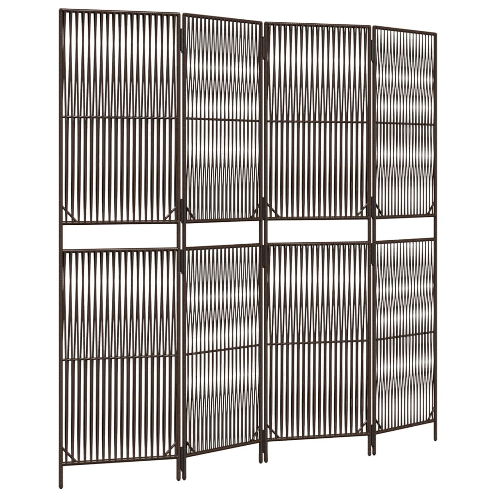 Vidaxl kamerscherm 4 panelen poly rattan bruin