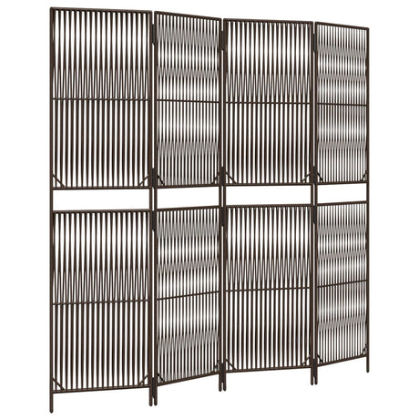 Vidaxl kamerscherm 4 panelen poly rattan bruin