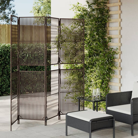 Vidaxl kamerscherm 4 panelen poly rattan bruin