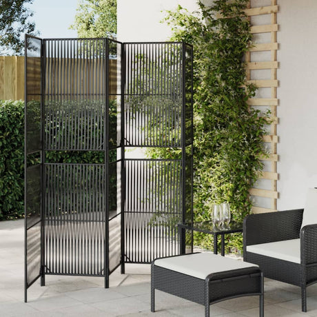 Vidaxl kamerscherm 5 panelen poly rattan zwart
