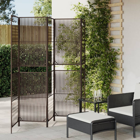 Vidaxl kamerscherm 5 panelen poly rattan bruin