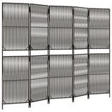 Vidaxl kamerscherm 5 panelen poly rattan grijs