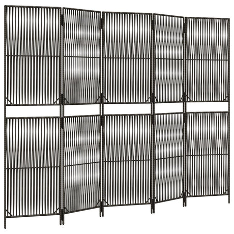 Vidaxl kamerscherm 5 panelen poly rattan grijs