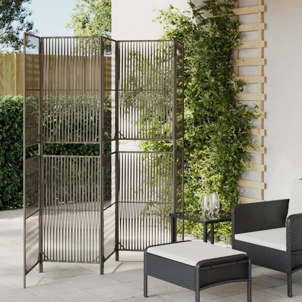Vidaxl kamerscherm 5 panelen poly rattan grijs