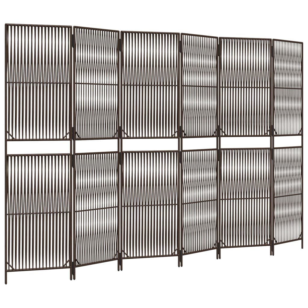 Vidaxl kamerscherm 6 panelen poly rattan bruin